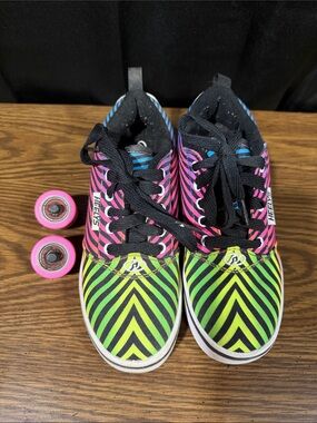Heelys Kids' Neon Zebra Stripe Sneakers - Pink, Green & Black
